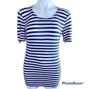 ARMANI COLLEZIONI Made In Italy Black Striped Short Sleeve T-Shirt Top Size 8